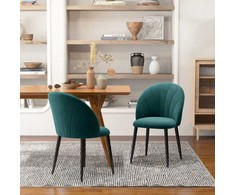 Meble Moskaa HOMCOM valgomojo kėdės 2 modernių virtuvės kėdžių rinkinys Scandi dizainas svetainės kėdė minkšta kėdė biuro kėdė velvetas metalas žalia 52x54x79cm