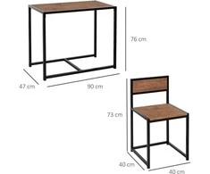 Homcom Valgomojo komplektas, virtuvinis stalas su 2 kėdėmis, valgomojo stalo komplektas, valgomojo grupė, metalinis, natūralus