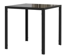 HOMCOM Valgomojo stalas Kvadratinis virtuvės stalas 4 asmenims, valgomojo stalas iš grūdinto stiklo, iki 80 kg svorio, skirtas virtuvei, valgomajam, 75 x 75 x 75 cm, juodas