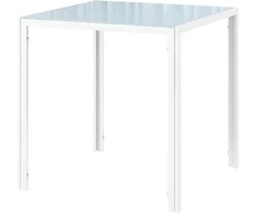 HOMCOM Valgomojo stalas Kvadratinis virtuvės stalas 4 asmenims, valgomojo stalas iš grūdinto stiklo, iki 80 kg svorio, skirtas virtuvei, valgomajam, 75 x 75 x 75 cm, baltas