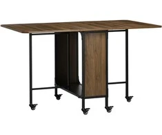 HOMCOM valgomojo stalas sulankstomas mobilus 6 asmenų, skirtas laikyti mažose patalpose iki 50 kg 130x80x74 cm šviesiai rudos spalvos