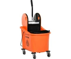 Homcom Valymo vežimėlis ant ratukų, 36 l, juodas/oranžinis, 54x41x91,5 cm, skirtas profesionaliam valymui