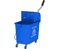HOMCOM Valymo vežimėlis plovimo kibiras buitinis 20 l su centrifuga ir separatoriumi švariam nešvariam vandeniui Mėlyna 60L x 27W x 70,5H cm