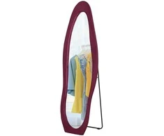 HOMCOM veidrodis per visą ilgį 50 x 160 cm stovintis veidrodis su aksominiu rėmo dangčiu, netaisyklingas banguotas sieninis veidrodis miegamajam, svetainei, baltas