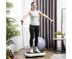 HOMCOM vibracinė platforma, treniruoklis su 2 pasipriešinimo gumomis, 99 vibracijos lygiai, iki 120 kg, viso kūno treniruotėms, 200 W