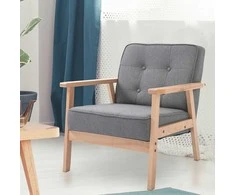 Fotelis HOMCOM Viengulė sofa-lovos kėdė, minkšta kėdė su porankiais, medinis rėmas, linas, pilka, 64,5x70x74cm