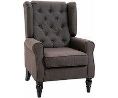 HOMCOM Vienvietis fotelis "Relax" fotelis Vienvietis fotelis su medinėmis pėdomis Poliesteris Ruda 76 x 86 x 108 cm