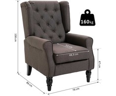 HOMCOM Vienvietis fotelis "Relax" fotelis Vienvietis fotelis su medinėmis pėdomis Poliesteris Ruda 76 x 86 x 108 cm