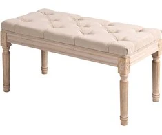 Homcom Vintage stiliaus minkštas suolas iki 120 kg, 80x40x43 cm - smėlio spalvos