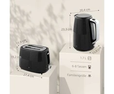 Skrudintuvas HOMCOM virdulio ir skrudintuvo rinkinys, 1,7 l, įvairios funkcijos, plienas, juodas
