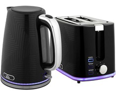 Skrudintuvas HOMCOM virdulio ir skrudintuvo rinkinys, 2200W, Otter termostatas, 2 skrudintuvų angos, 7 rudumo lygiai, dėklas trupiniams, juodas