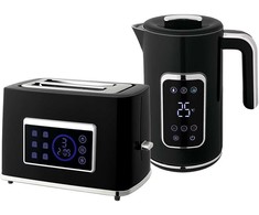 Skrudintuvas HOMCOM Virdulio ir skrudintuvų rinkinys su LED jutikliniu ekranu, 1,7 L, 2 skrudintuvo vietos, įvairūs režimai ir funkcijos, juodas