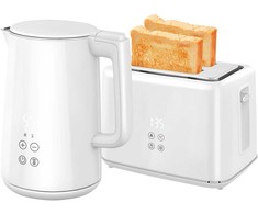 HOMCOM virdulys ir skrudintuvas, 1,5 l virdulys ir skrudintuvas 2 skrudinimo riekelėms, 2200 W pusryčių rinkinys su 7 skrudinimo lygiais, atitirpinimo ir pašildymo funkcija, automatiniu išjungimu ir LED indikatoriumi, baltas