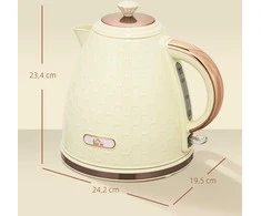 HOMCOM virdulys, 2200 W, su stebėjimo langeliu, filtru, greitas virimas, smėlio spalvos