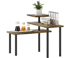 HOMCOM Virtuvės lentyna, besisukanti mikrobangų krosnelės lentyna su 3 pakopomis, pramoninio stiliaus metalinė lentyna, 40 x 18 x 36,5 cm
