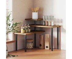 HOMCOM Virtuvės lentyna, besisukanti mikrobangų krosnelės lentyna su 3 pakopomis, pramoninio stiliaus metalinė lentyna, 40 x 18 x 36,5 cm
