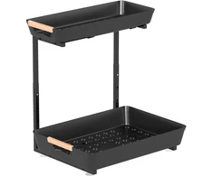 HOMCOM virtuvės lentyna, reguliuojamo aukščio pastatoma lentyna su 2 krepšiais, kavos baras 40 x 30 x 33,5–42 cm