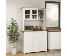 HOMCOM Virtuvės spintelė, virtuvės bufetas su stalčiumi, universali spintelė su 2 atvirais lygiais, 3 spintelės, vitrina su stalviršiu, skirta svetainei, balta, 100 x 40 x 180 cm