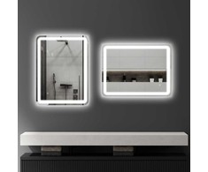 HOMCOM vonios veidrodis, 60 x 80 cm LED veidrodis su jutikliniu jungikliu, atminties funkcija, sieninis veidrodis su apsauga nuo rasojimo ir 3 apšvietimo spalvomis, sidabrinis