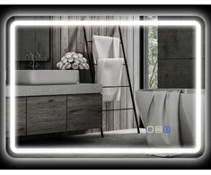 HOMCOM vonios veidrodis su apšvietimu 50x70 cm LED veidrodis sieninis veidrodis su „Bluetooth“ muzikos funkcija jutiklinis jungiklis atminties funkcija šviesos veidrodis neblunkantis su 3 šviesos spalvomis sidabras