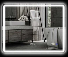 HOMCOM vonios veidrodis su apšvietimu 70x90 cm, LED veidrodis, sieninis veidrodis su Bluetooth muzikos funkcija, laikrodis, jutiklinis jungiklis, atminties funkcija, šviesos veidrodis be rasojimo, su 3 šviesos spalvomis, sidabrinis