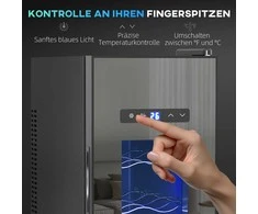HOMCOM vyno šaldytuvas 12 butelių 30L 8-18℃ dvigubas termoelektrinis butelių šaldytuvas su stiklinėmis durelėmis, gėrimų šaldytuvas su LED apšvietimu, mažas vyno šaldytuvas su jutikliniu ekranu, juodas