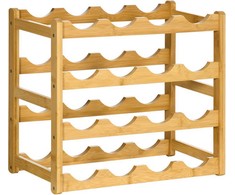 HOMCOM vyno stovas butelių stovas bambuko natūralaus medžio 16 butelių 43x23,5x38cm