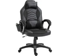 Homcom Žaidimų kėdė, biuro kėdė su šilumos ir masažo funkcija - juoda W68 x D69 x H(108-117) cm
