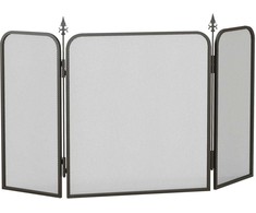 HOMCOM Židinio grotelės, sulankstomos židinio grotelės su 3 skydeliais, gyvenamojo kambario, miegamojo apsaugos nuo kibirkščių grotelės, metalinės, 96 x 56 cm, juodos spalvos