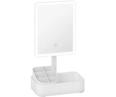 Įkraunamas kosmetinis veidrodis su LED apšvietimu, pasukamas 180°, su 2 apšvietimo režimais, baltas
