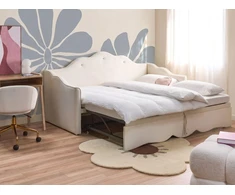 Išskleidžiama lova Beliani LORETTE 90 x 200 cm, smėlio spalvos veliūras
