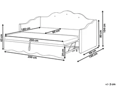 Išskleidžiama lova Beliani LORETTE 90 x 200 cm, smėlio spalvos veliūras