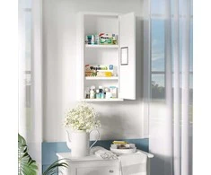 kleankin medicininė spintelė, pirmosios pagalbos spintelė, balta, su 3 vidinėmis lentynomis ir magnetiniu užraktu, vaistams, 40x15x53,5 cm