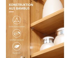kleankin veidrodinė spintelė, sieninė spintelė su 3 vidinėmis lentynomis, vonios kambario veidrodinė spintelė su dvigubomis durelėmis, pakabinama spintelė, bambukas, natūrali