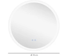 kleankin vonios kambario veidrodis Šviečiantis sieninis veidrodis su 3 šviesos spalvomis, Ø70 cm, IP44, jutiklinis jungiklis, apsauga nuo rūko