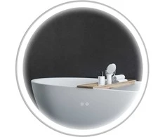 "Kleankin" vonios kambario veidrodis, vonios kambario veidrodis su LED apšvietimu, Ø 60 cm, apšviestas veidrodis su jutikline funkcija, atminties funkcija, be rūko, su aliuminio rėmu