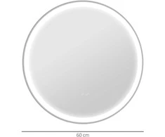 kleankin vonios veidrodis, vonios veidrodis su LED apšvietimu, Ø 60 cm šviečiantis veidrodis su jutikline funkcija, atminties funkcija, apsauga nuo rasojimo, su aliuminio rėmu