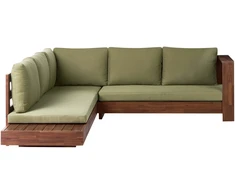 Lauko baldų komplektas Beliani 5 vietų sodo kampinė sofa MARETTIMO kairinė žalia, sertifikuota akacijos mediena