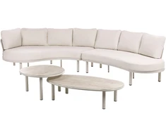 Lauko baldų komplektas Beliani Lauko sofa 6 žmonėms ORIOLO su staliukais, metalinė, šviesiai smėlinė