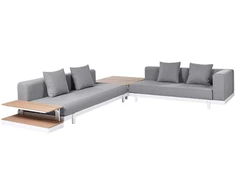 Lauko baldų komplektas Beliani Sodo kampinė sofa su stalu 5 asmenims MISSANELLO pilka