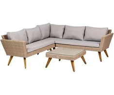 Lauko baldų komplektas Beliani Sodo kampinė sofa su staliuku 6 asmenims VITTORIA technoratanas pilka