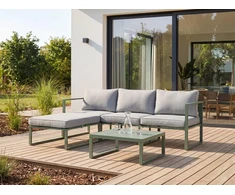 Lauko baldų komplektas Beliani Sodo kampinė sofa su staliuku 3 asmenims OLANG žalia