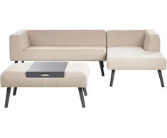 Lauko baldų komplektas Beliani Sodo kampinė sofa su staleliu 4 asmenims SORRIVOLI kairinė Smėlio spalvos