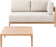 Lauko baldų komplektas Beliani Sodo sofa su staliuku 2 asmenims SAMPIERI šviesiai ruda metalinė
