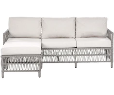 Lauko baldų komplektas Beliani Sodo sofa su otomane 3 asmenims OFENA Technorattan Pilka