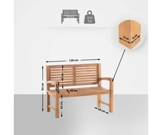 Mville 120 cm ilgio tikmedžio suolas "Halden" su dangčiu