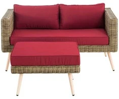 Mville 2 vietų sofa "Molde" su kojūgaliu apvaliu rotango batraiščiu "natura" 45 cm (šviesiai ruda)