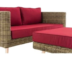 Mville 2 vietų sofa "Molde" su kojūgaliu apvaliu rotango batraiščiu "natura" 45 cm (šviesiai ruda)