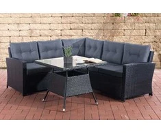 Mville Kampinė sofa Sierra, plokščio rotango, geležies pilkos spalvos