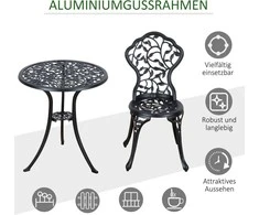 Lauko baldų komplektas Outsunny 2 asmenų bistro komplektas, Balkono baldų komplektas - juodas